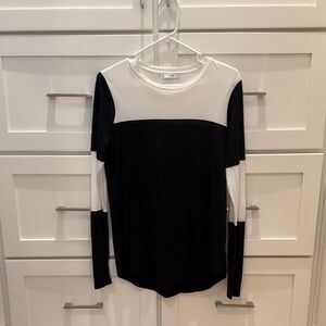 Vince Black and White Long-Sleeve Colorblock Tee